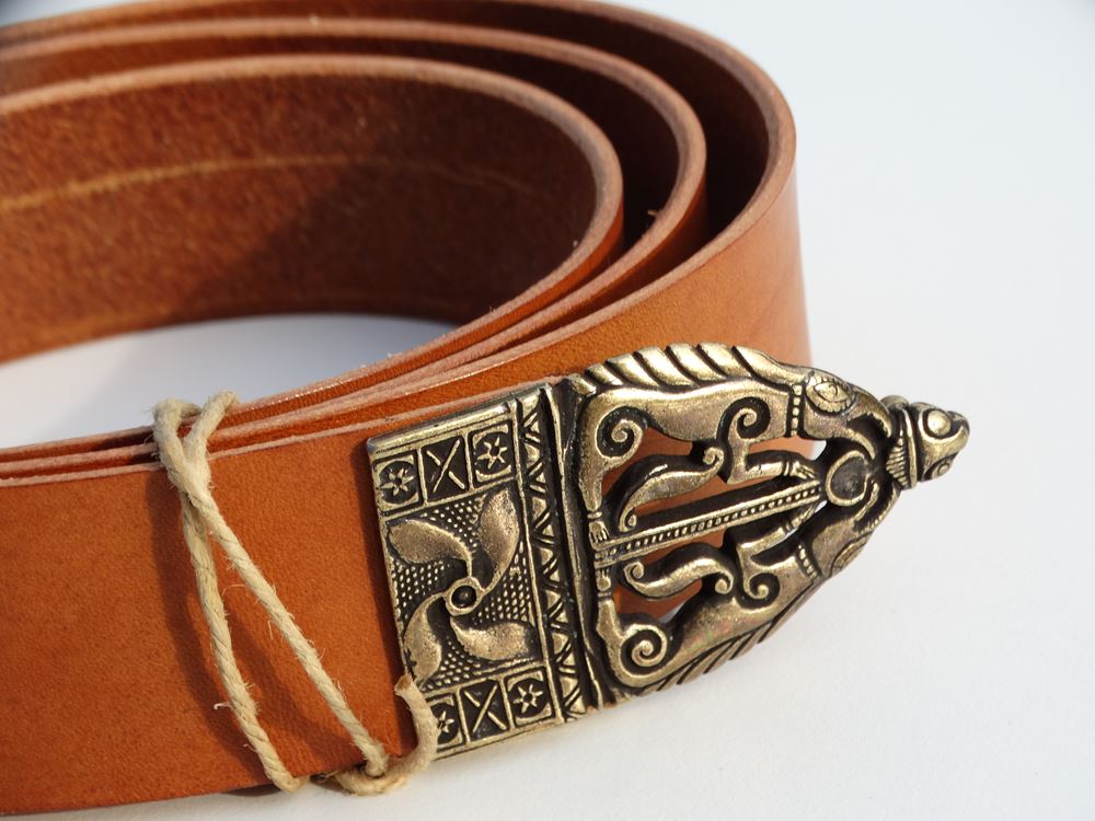 Ceinture Gothique Médiévale En Cuir, Boucle Ronde Cuivre Ancien - Neuf Avec étiquettes
